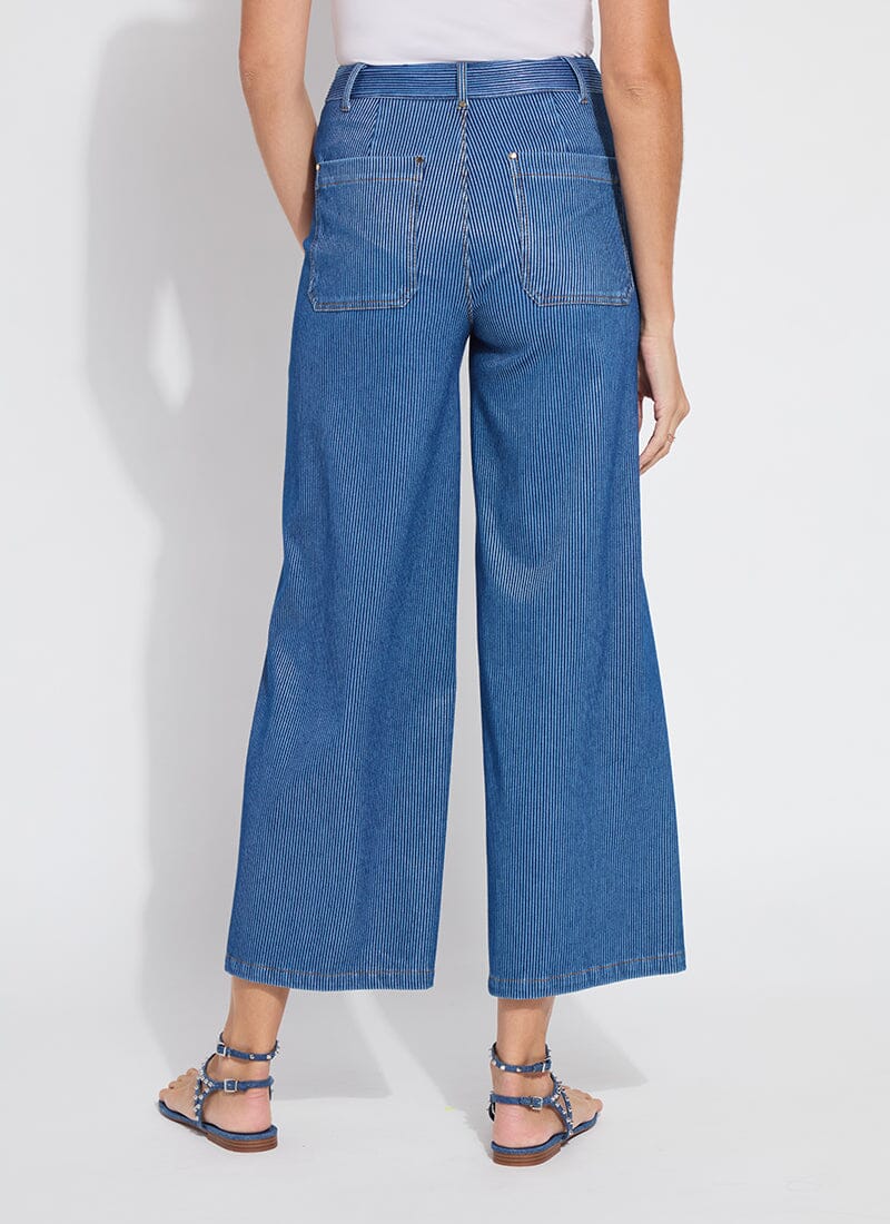 Erin Hi Waist wide leg denim/ mid wash sheen