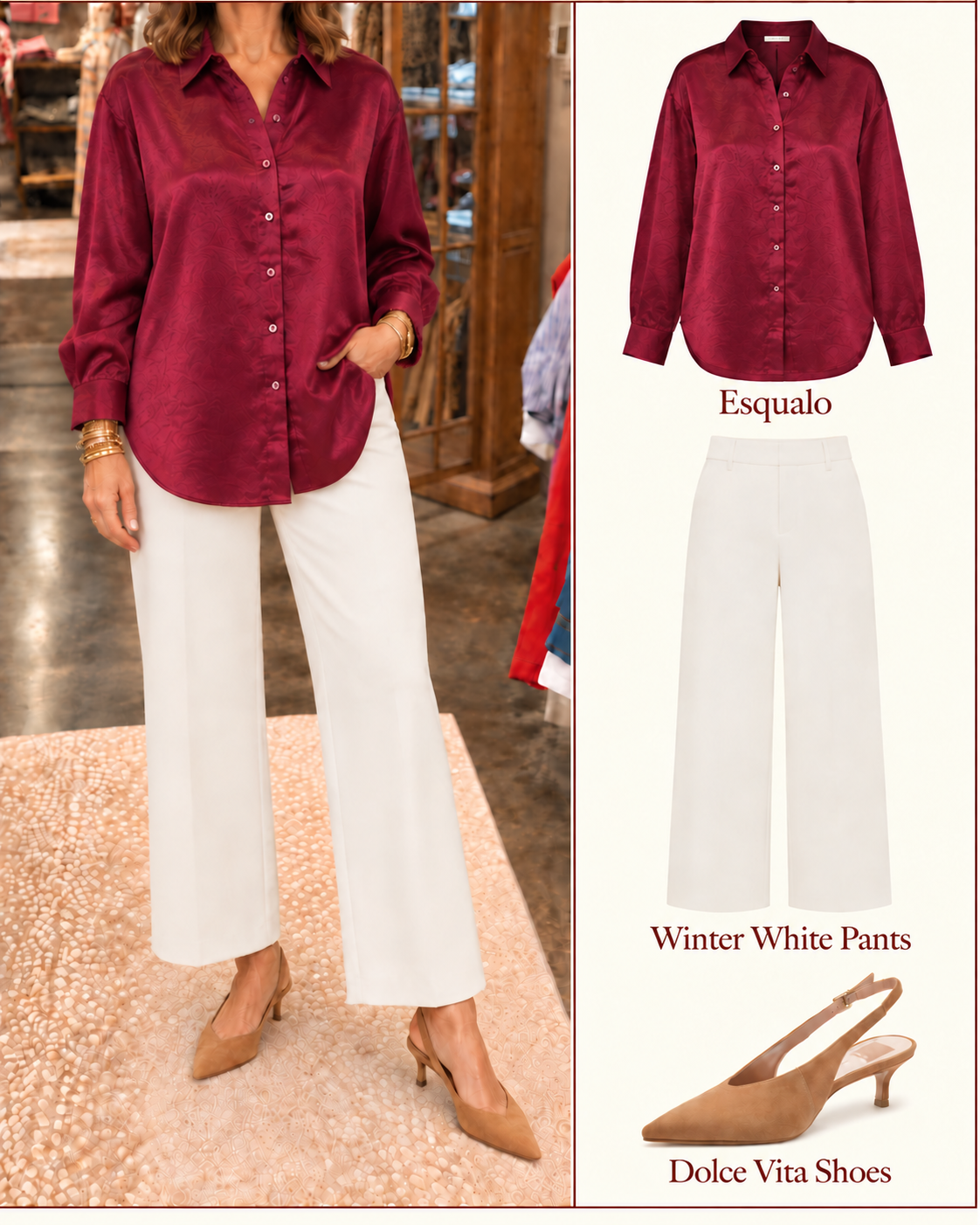 Merlot oversized Satin Blouse