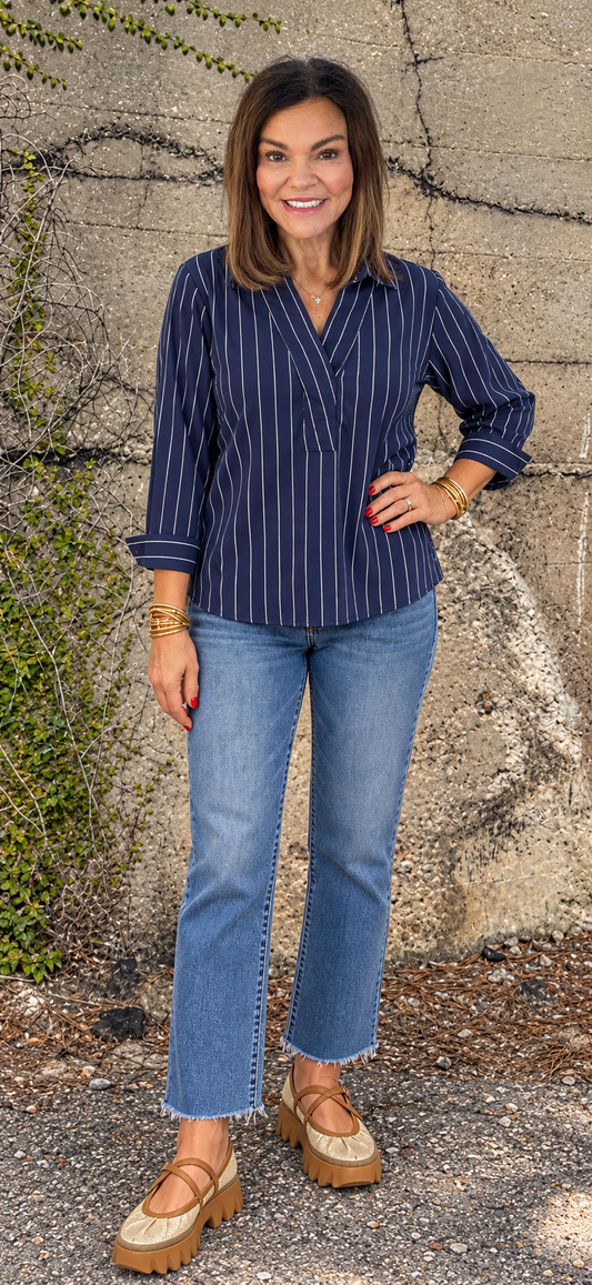 Francine Top/ stripe navy