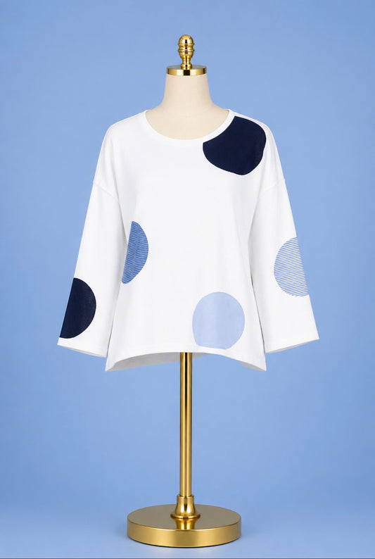 Circle Dot Pullover Sweater/ white