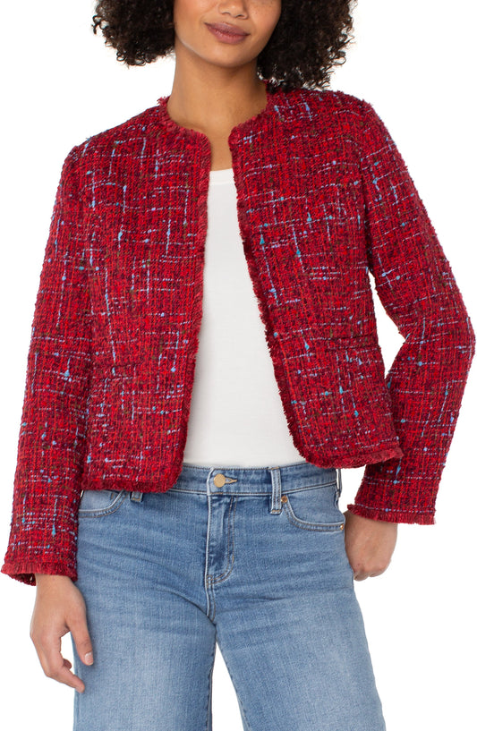 Collarless Jacket in Red