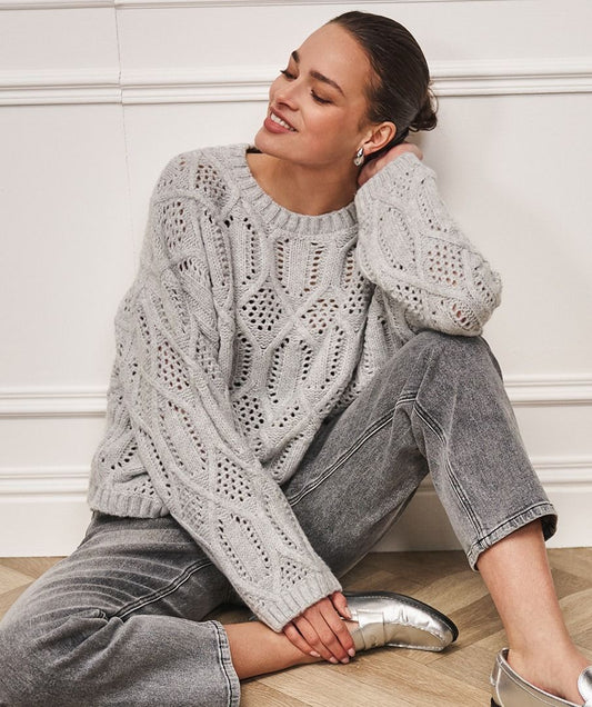 Grey Cable Sweater