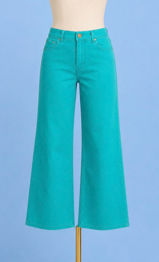 Wide Leg Crop / turquoise