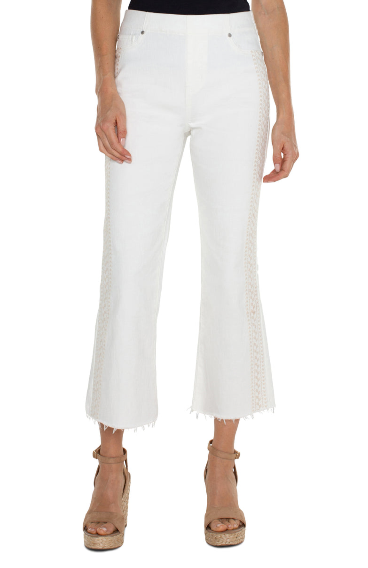 Liverpool Chloe pull on crop flare bright white