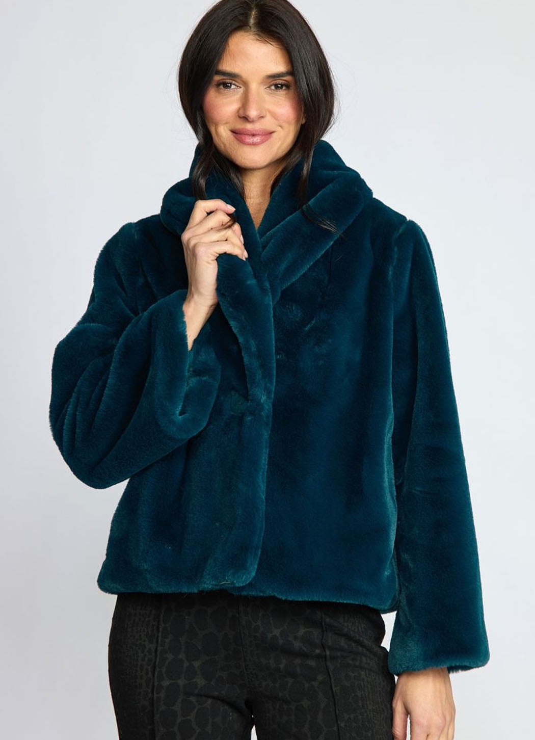 Faux Fur Showstopper Jacket/ Spruce
