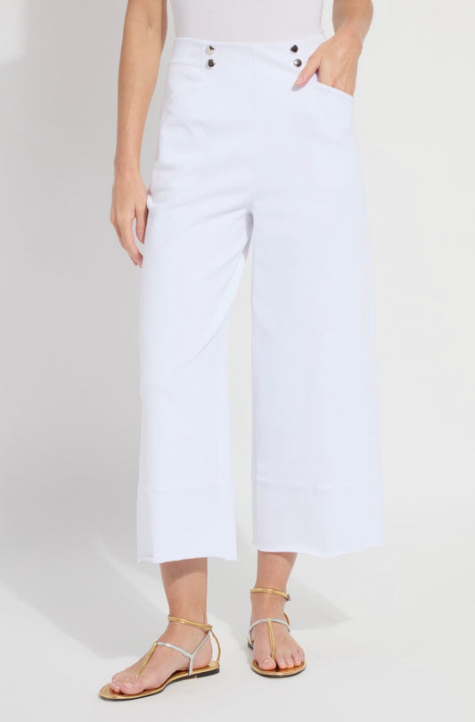 Dion sailor crop palazzo denim / white