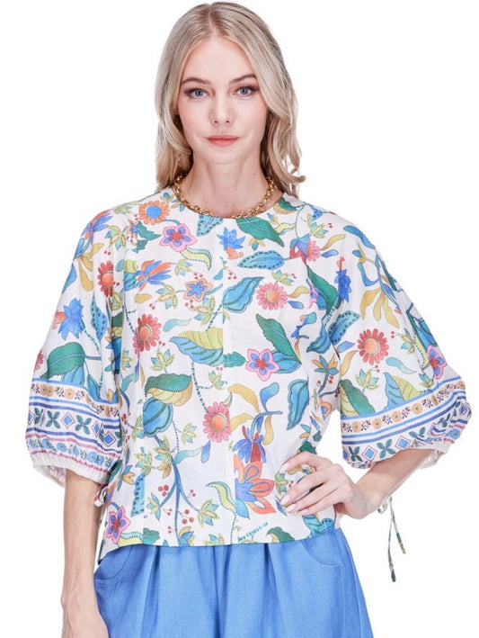 Gored Top/ festive floral