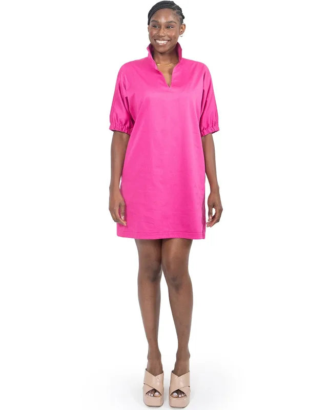 Emily McCarthy Poppy Dress Fuchsia Fedora Cotton Poplin