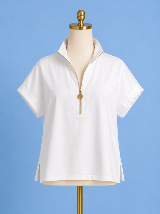 Poppy Pullover - white cotton poplin