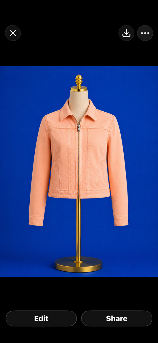 Zip front cotton jacket/ cantaloupe