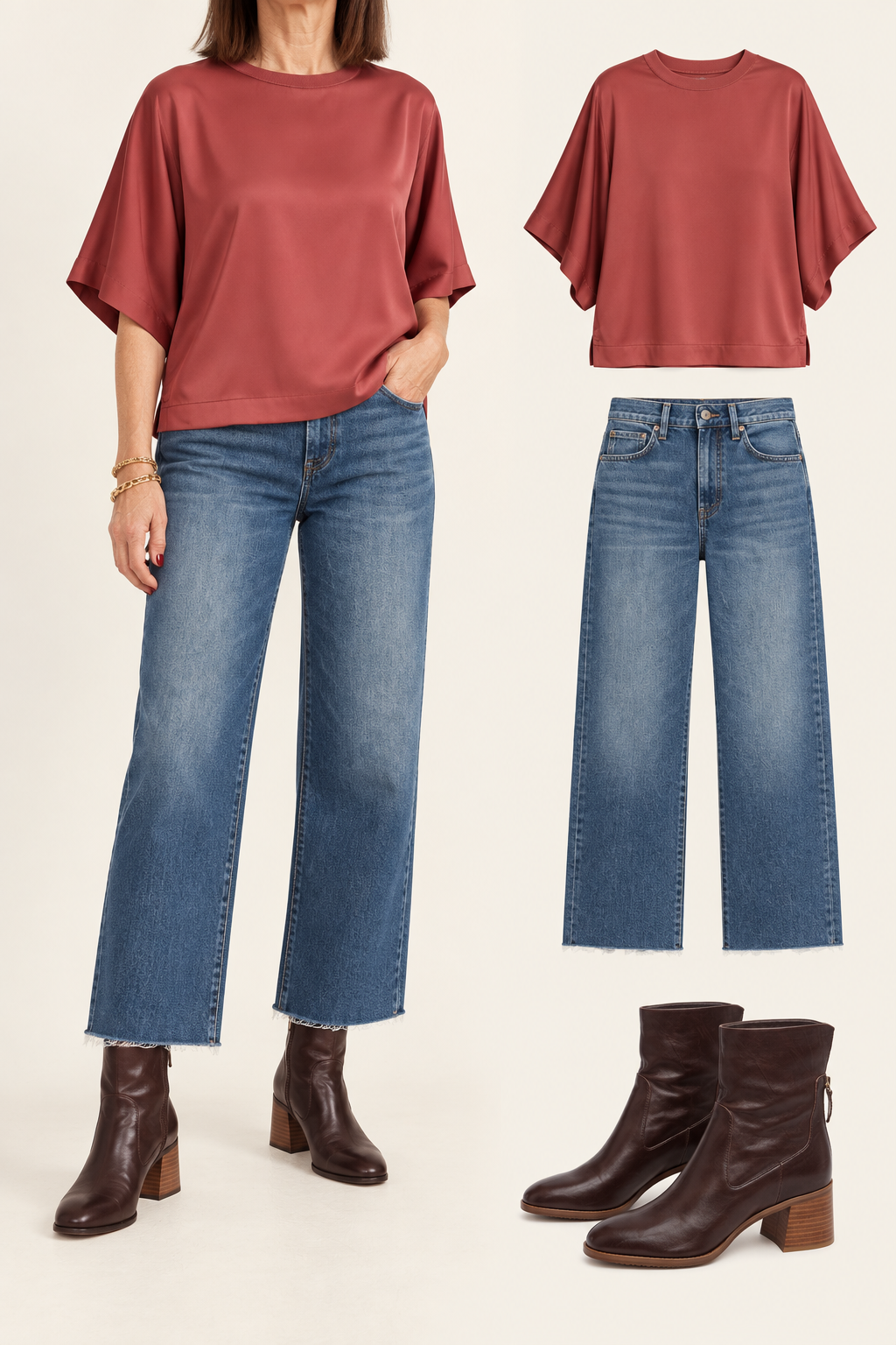 Ginger Mix-Media Dolman Tee / copper blush