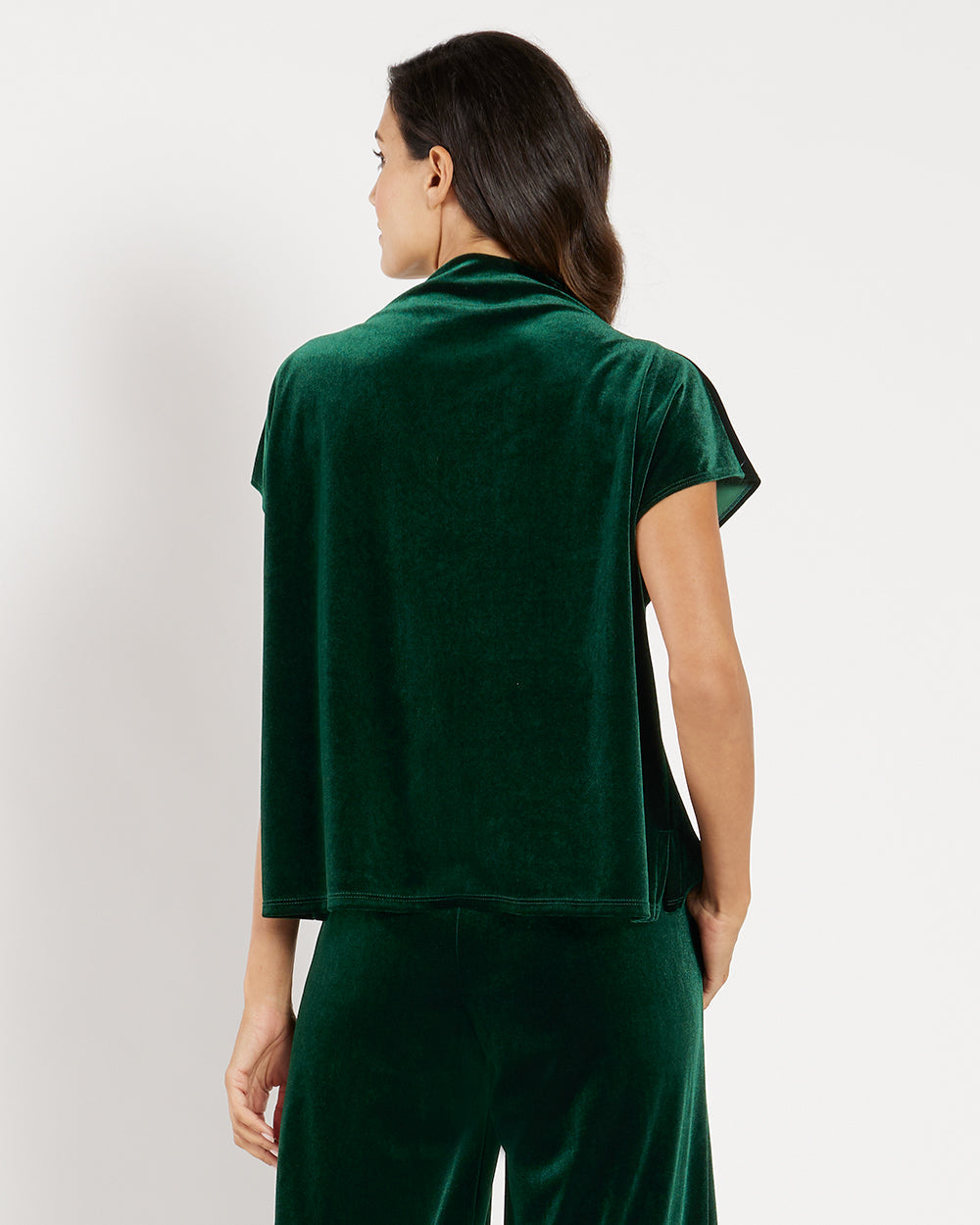 Tillie Stretch Velvet Top/ Palace Green