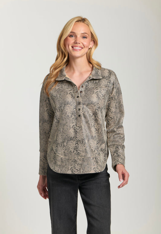Henley Top/ Gray reptile