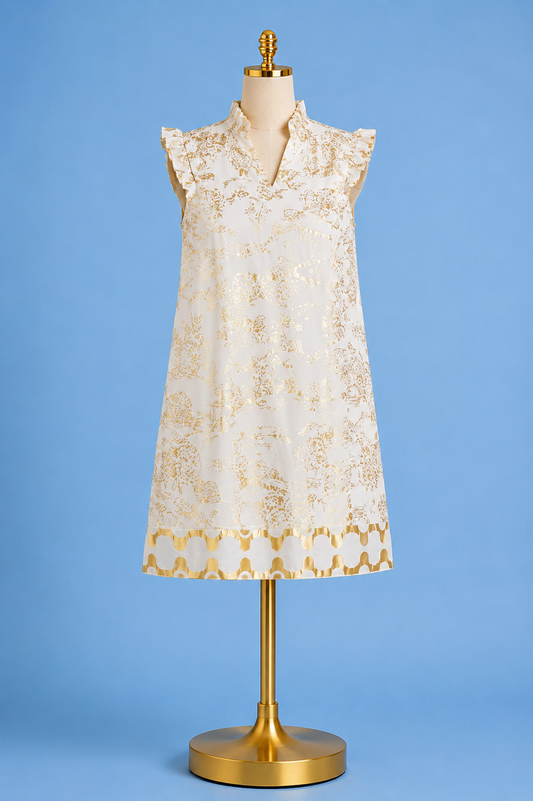 Tiegan Dress/ Toile white gold