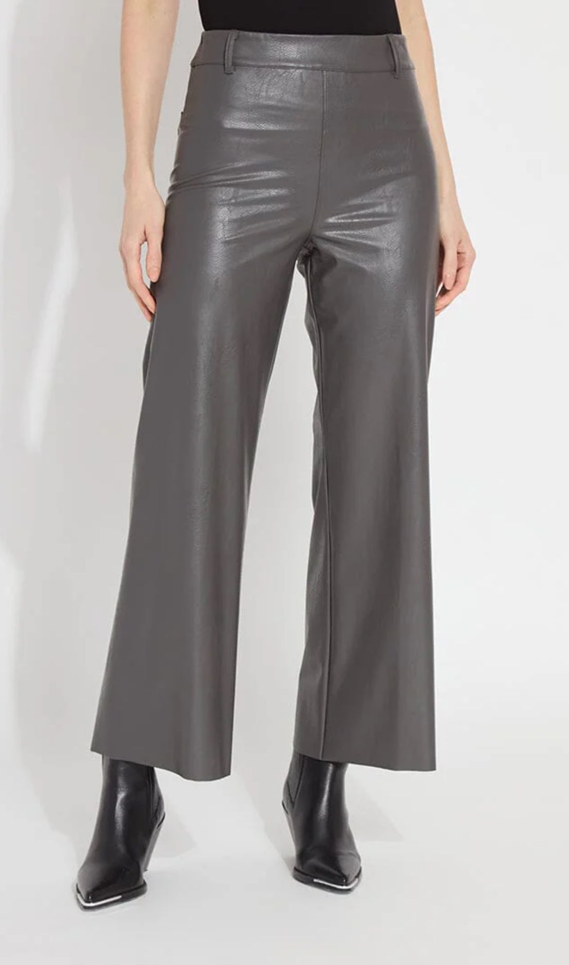 Lysse Hi Waist Vegan Leather Wide Leg/ Gray Ash