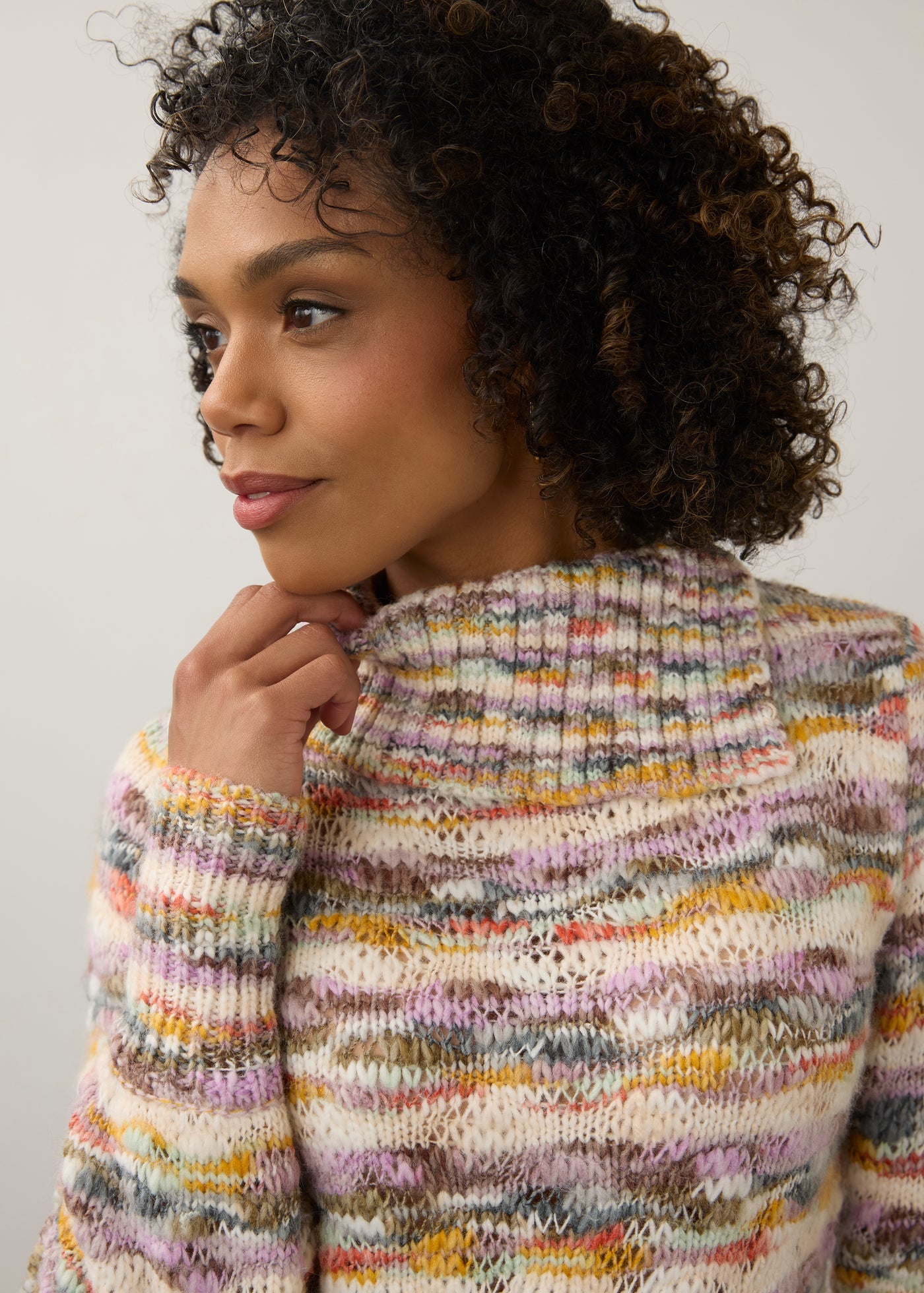 Enveloped Collar Sweater / layered spacdye