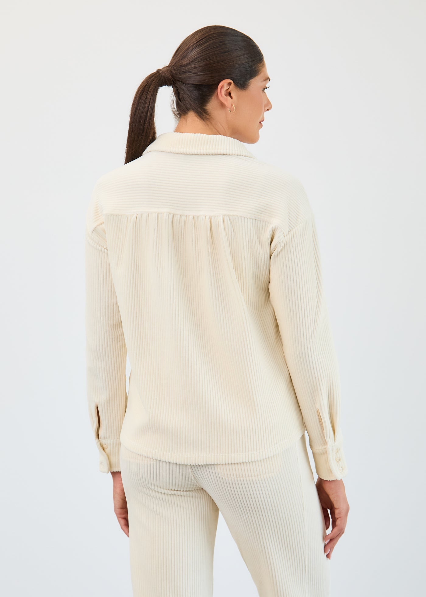 Creme Popover Top corduroy