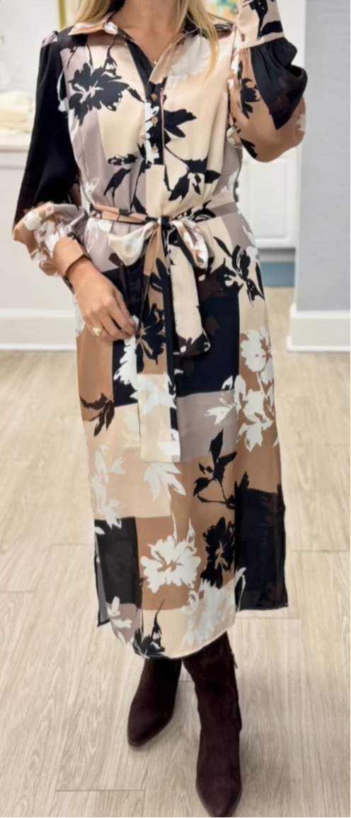 Split V neck Collar Maxi
