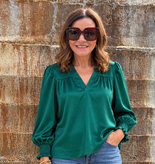 V-Neck Blouse / teal