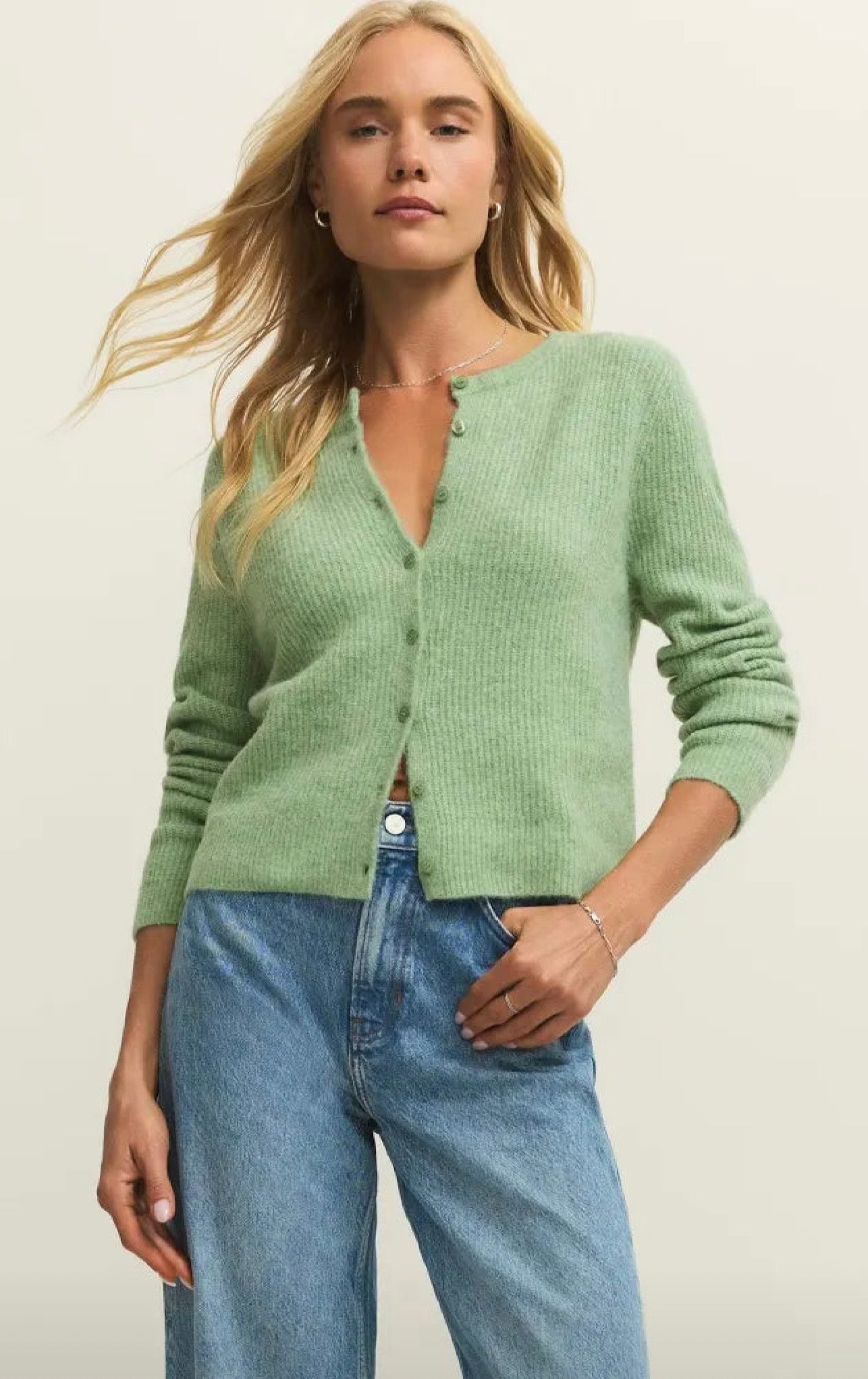 Medina Rib Cardigan / appletini