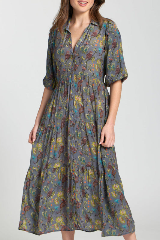 Tiered Dress/ Grey Multi