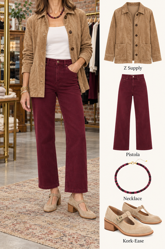 Penny Crop Wide Leg Crop/ Deep Crimson