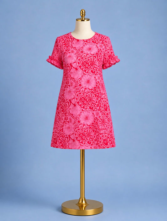 Holden Dress/ painted paisley red
