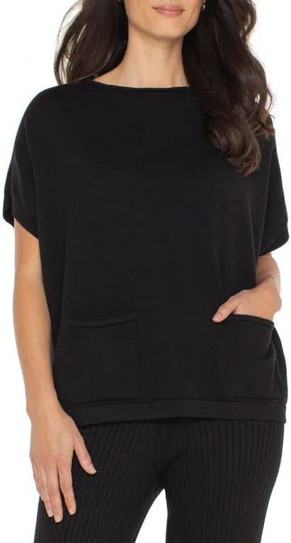 Boat neck dolman sleeve sweater/ black
