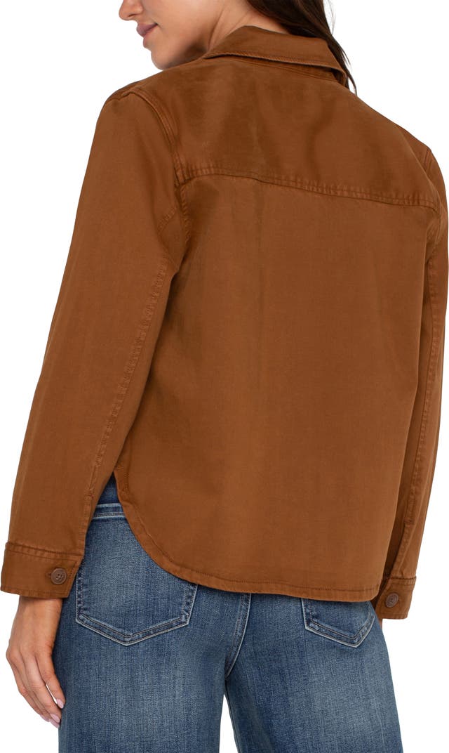 Liverpool cropped shirt jacket in jasper brown