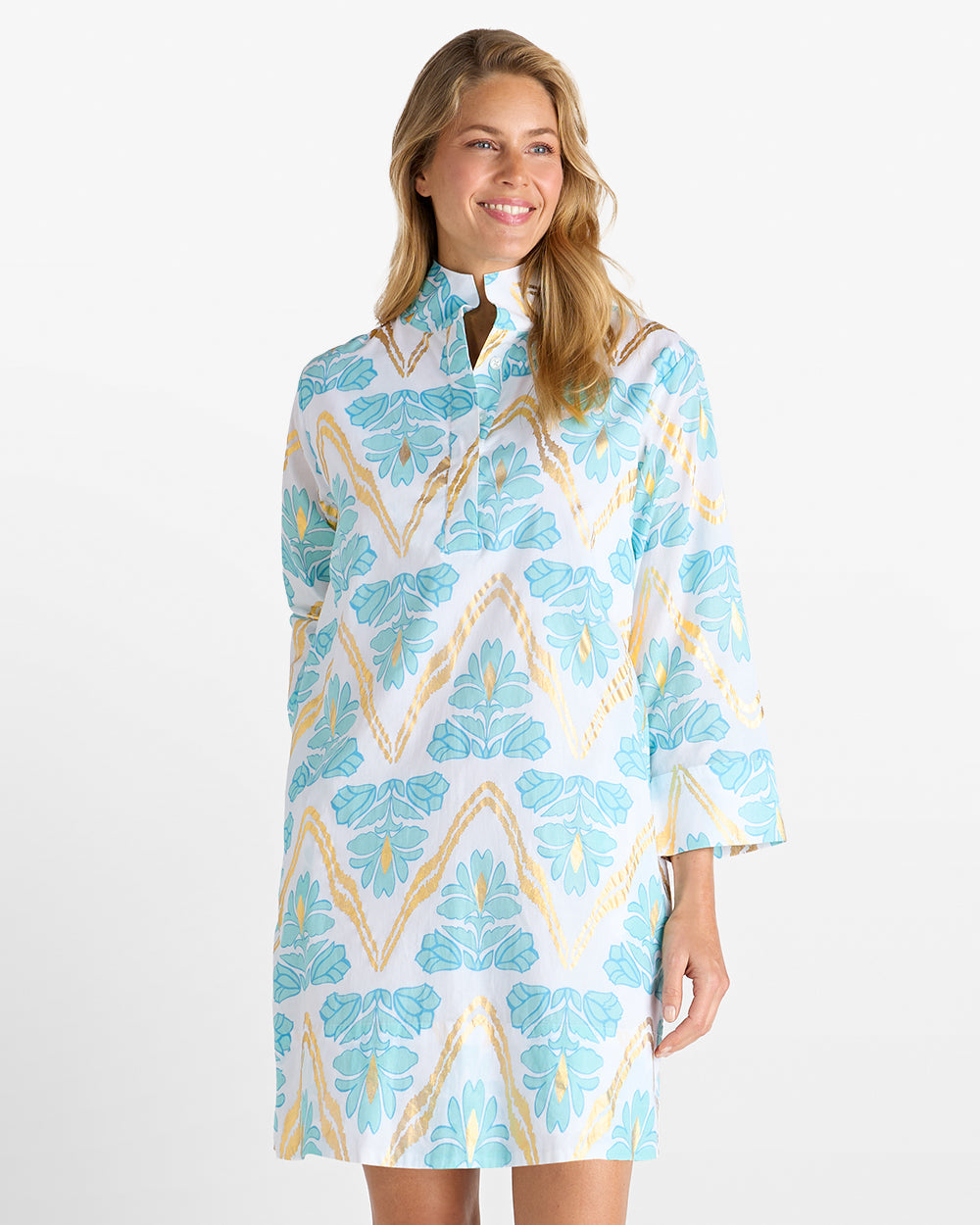 Helen Dress / Gilded Flora Light Aqua