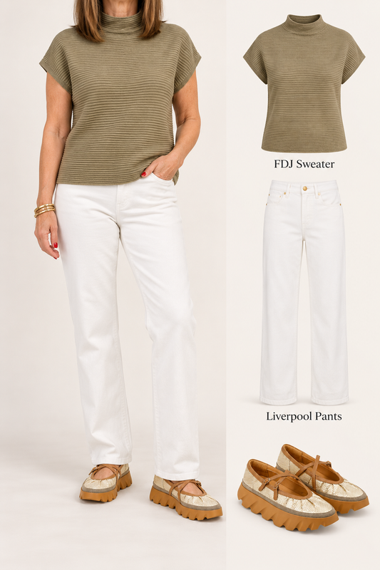 Ottoman cap sleeve sweater