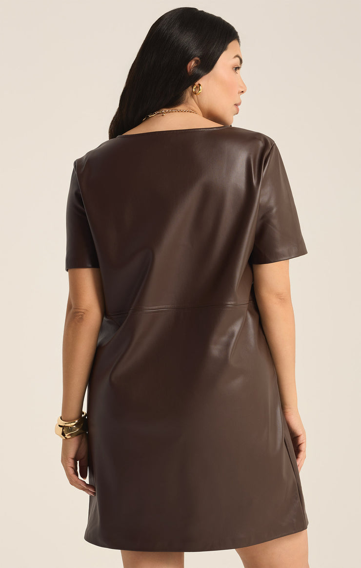 Z Supply faux leather dress in chocolate