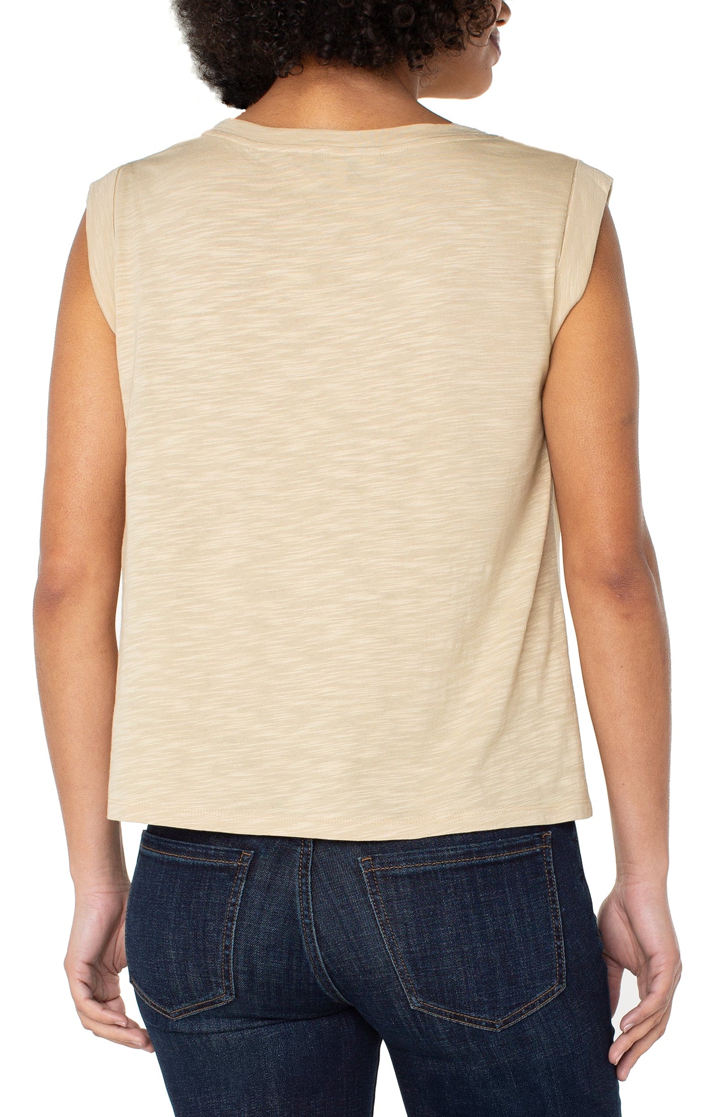 Sleeveless top/ pale gold