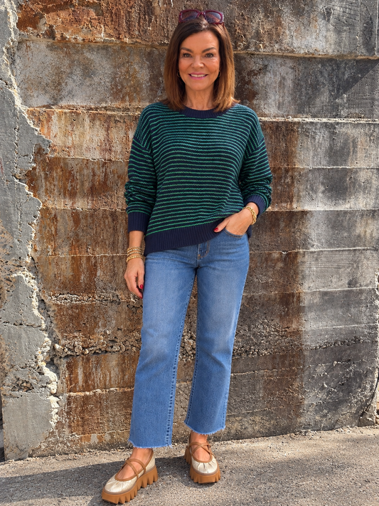Aura Relaxed Crew Neck Sweater / Midgreen