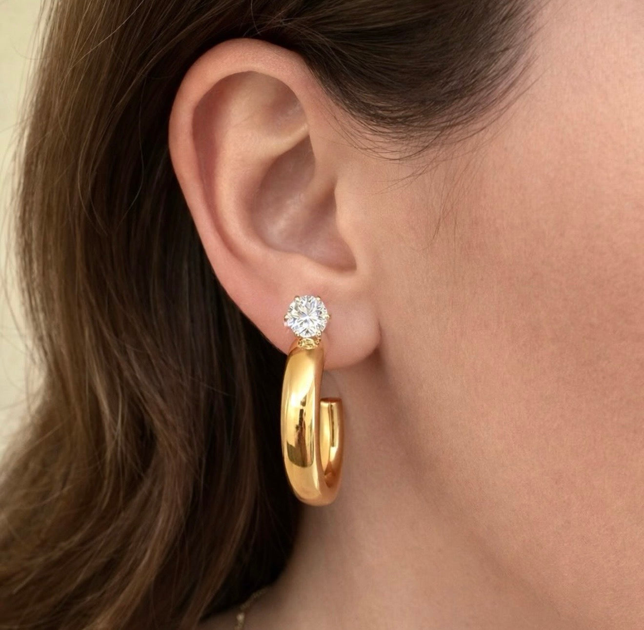 Gold hoops with bling