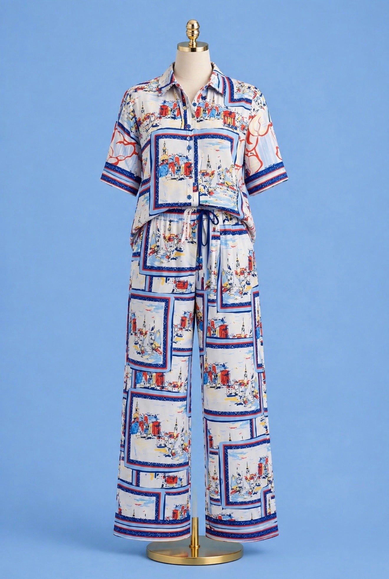 Batwing short sleeve top/ Harbour Postcards