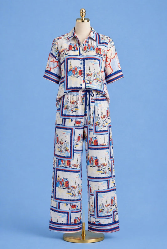 Batwing short sleeve top/ Harbour Postcards