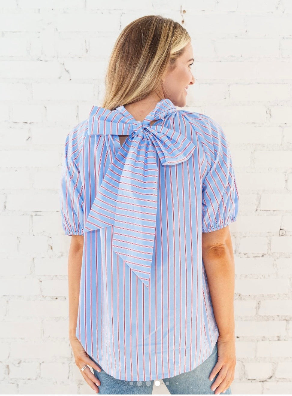 Ryan Bow Top Blue Stripe