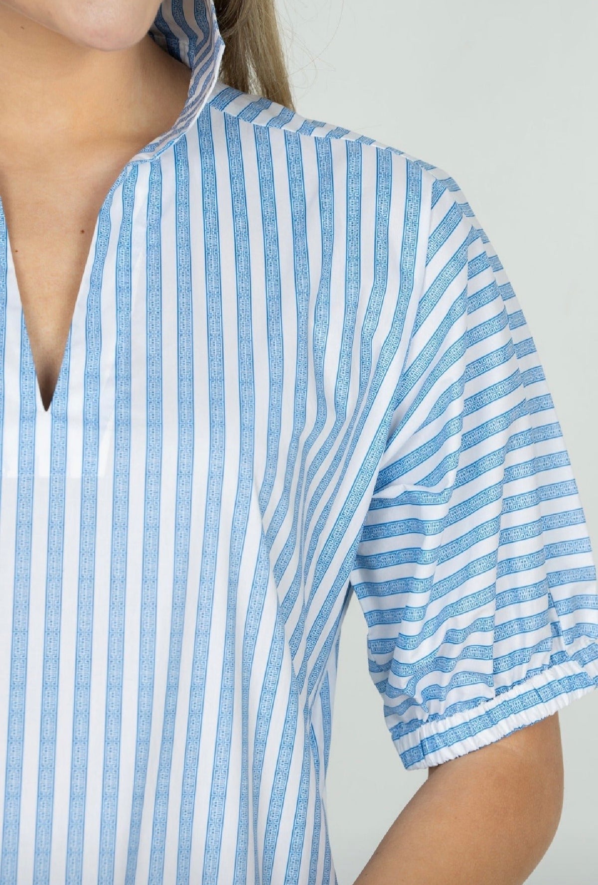 Poppy Top/ French Blue Stripe