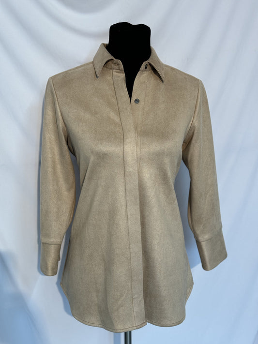 Boho Chic button front and back blouse in taupe