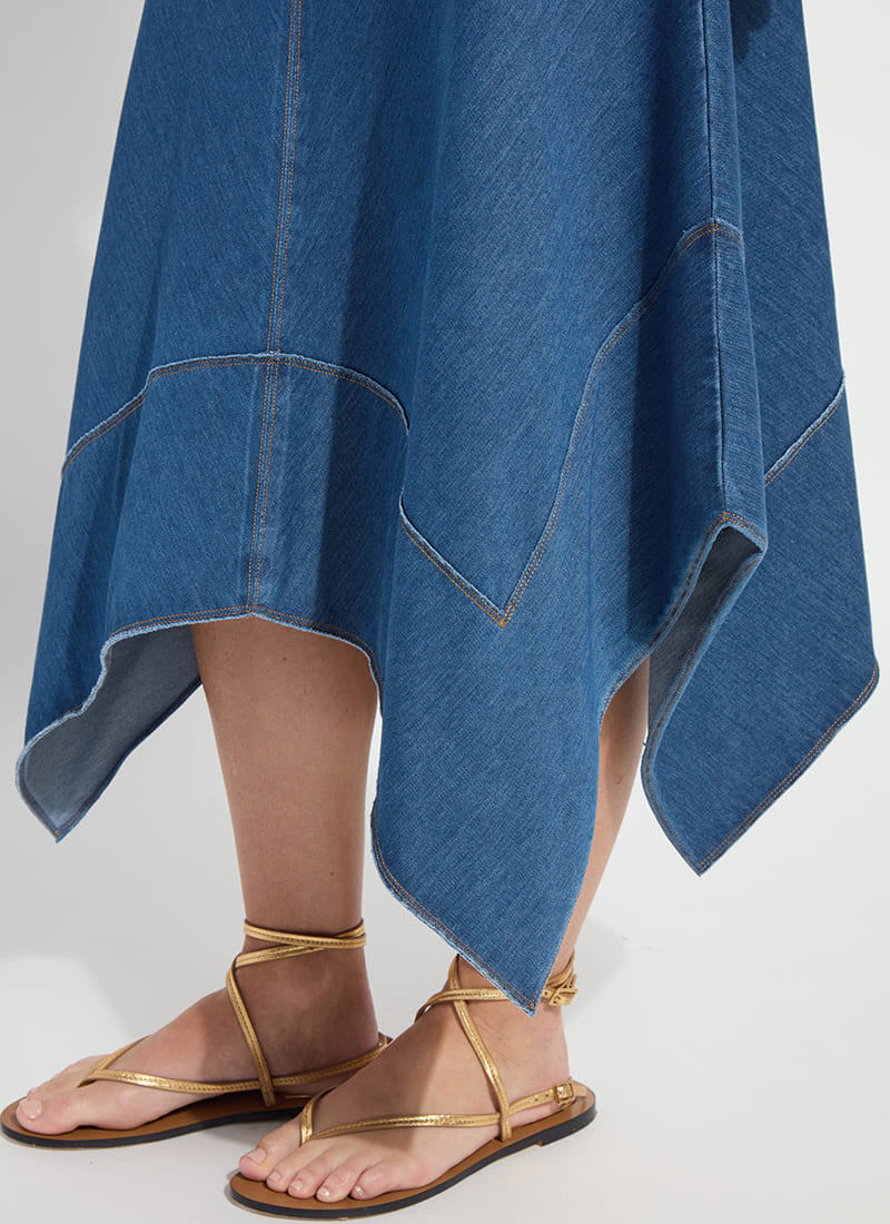 Lucille Handkerchief Denim Skirt/ Mid Wash