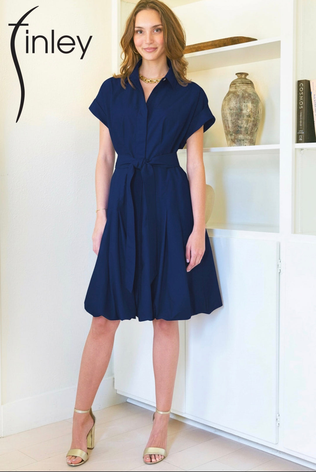 Libby Bubble Dress typewriter cloth / navy