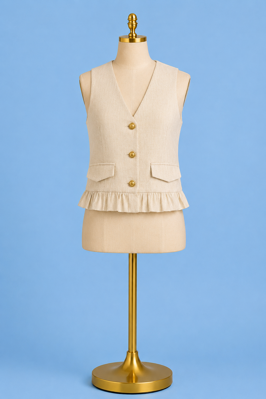 Ruffles hem Vest / cream