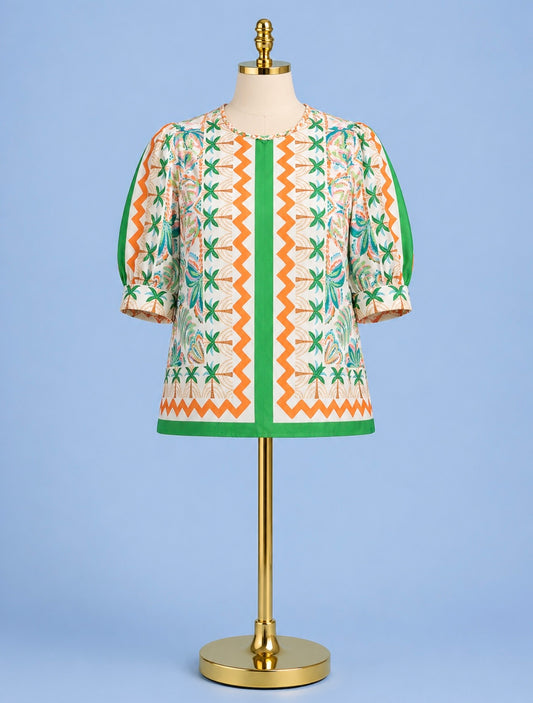 Palm Fiesta short sleeve top