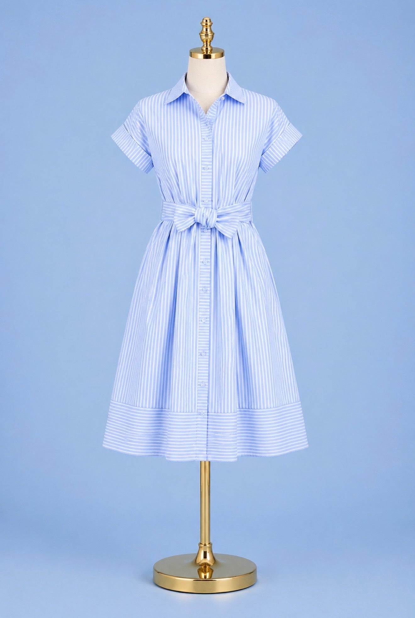 Blue Stripe midi Shirtdress