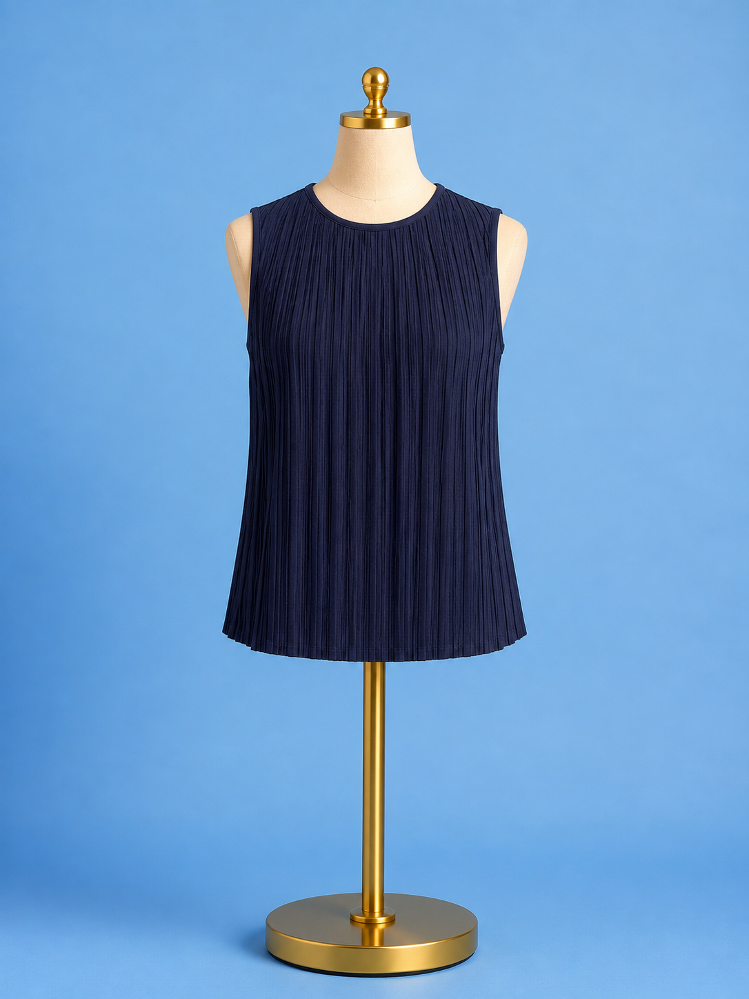 Boat neck sleeveless top / navy