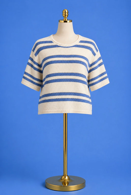 Prado Stripe Sweater Tee / Lake Blue