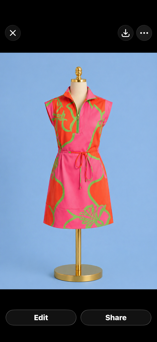 Leigh Dress/ Fuschia Outline