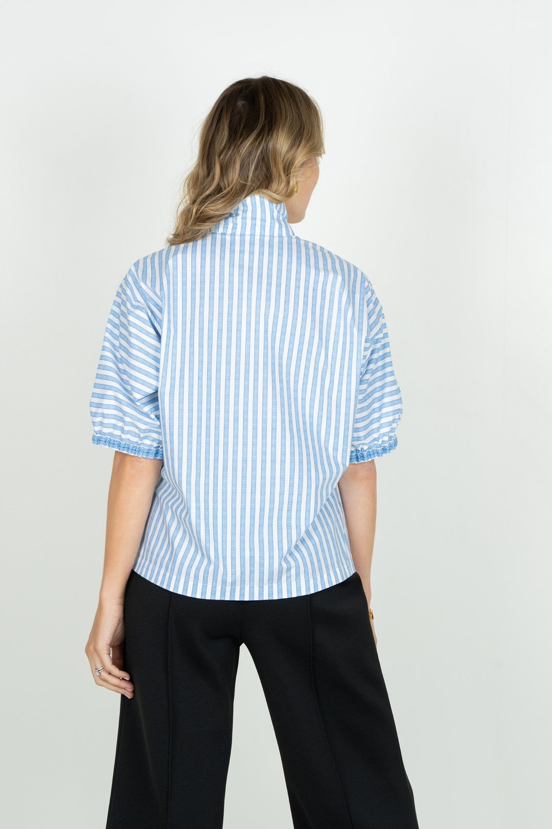 Poppy Top/ French Blue Stripe