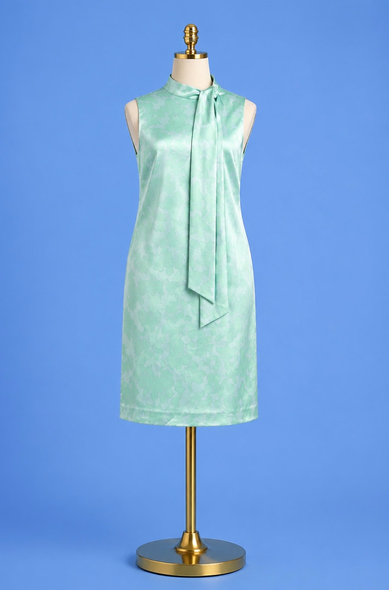Sleeveless Bow Neck Sheath Dress